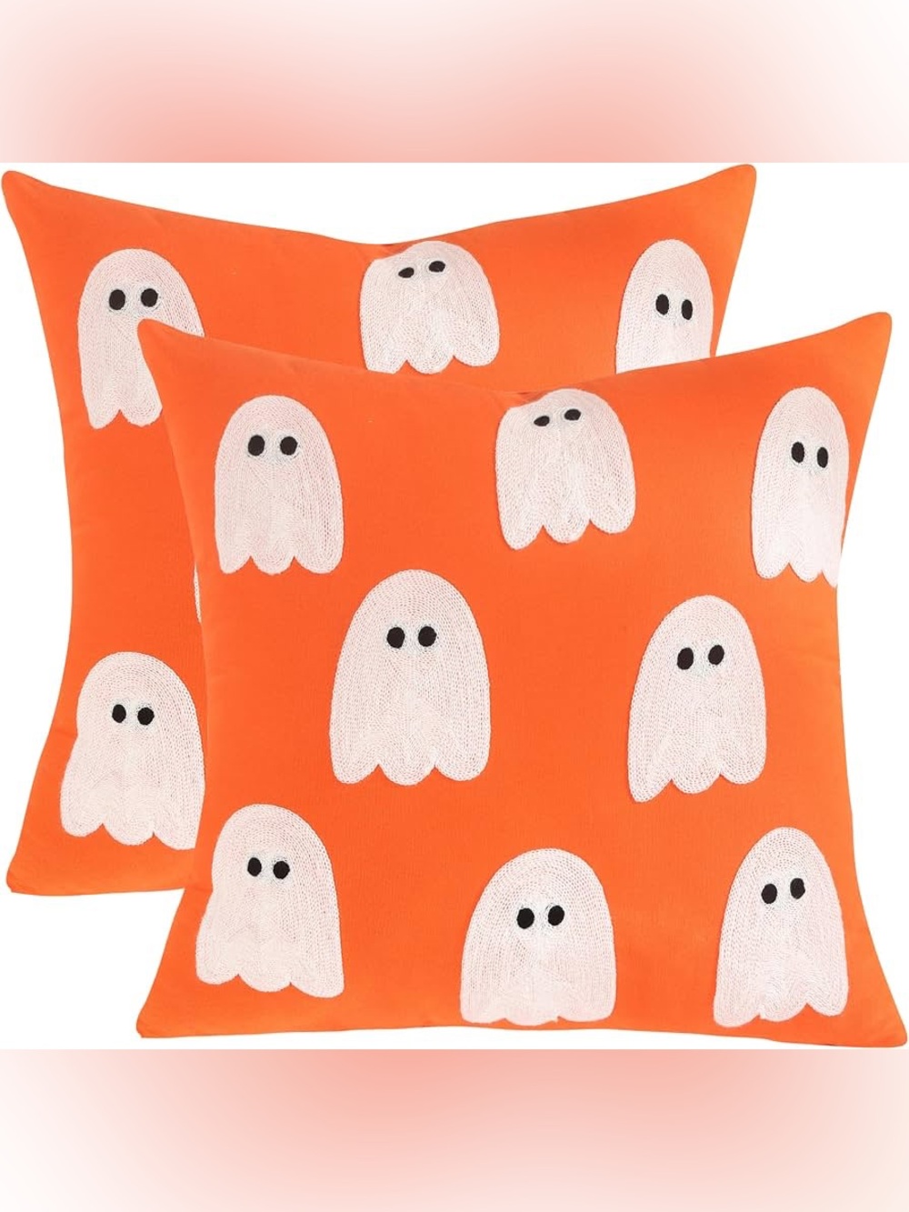 NWT Orange Halloween Ghost Pillow Covers (Set of 2) 18 x 18